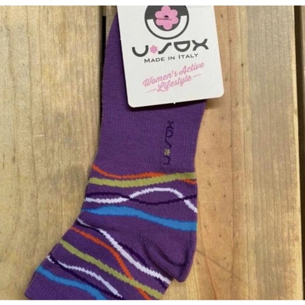 U Sox Emma Ankle Socks Size Large 10.5-12 Purple NWT Made in Italy